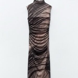 Zara print Dress with tulle BNWT